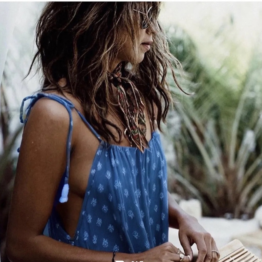 Faithfull the brand the beach edit tassel tie floral bohemian tank top